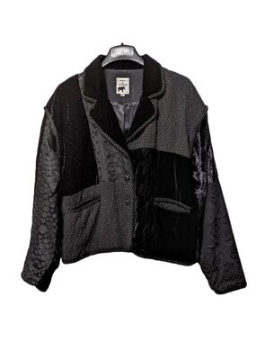 MAX & MABEL Silk Velvet Mixed Media Patchwork Jacket L